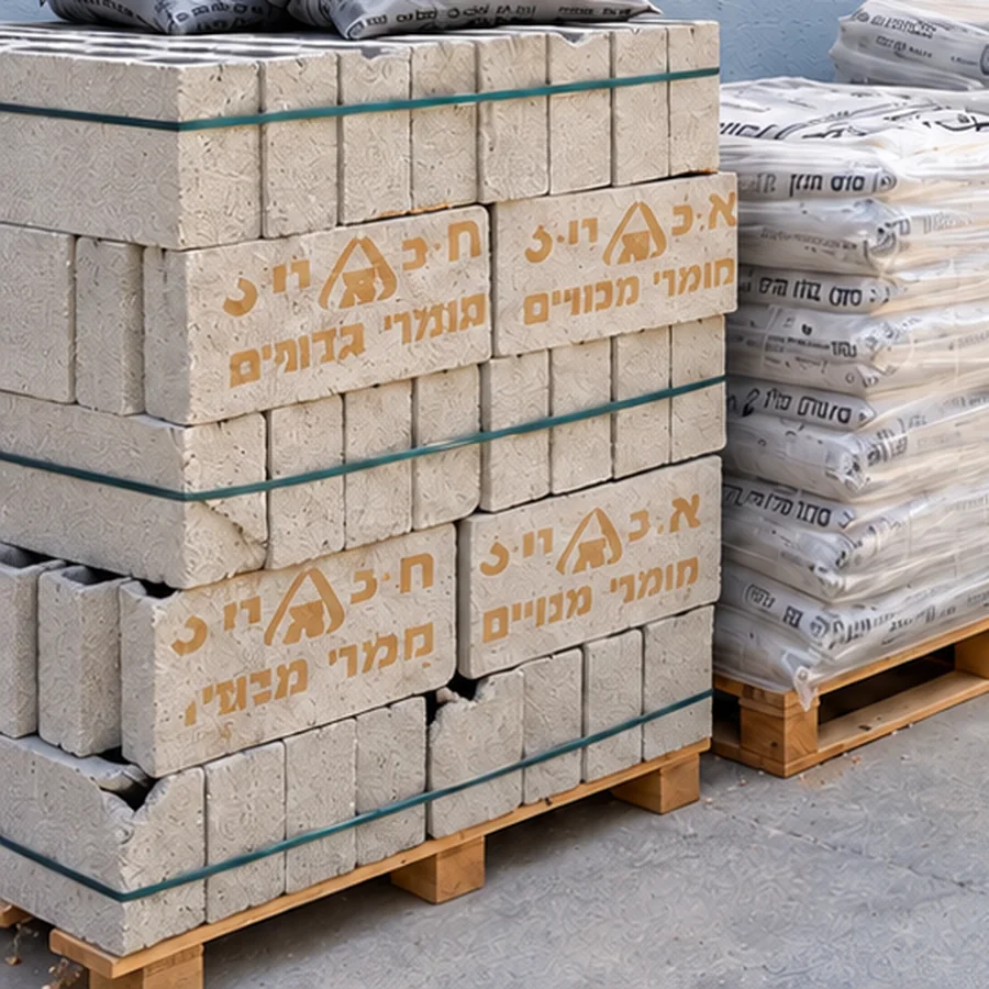 משטחי בלוקים לבנייה בחנות א. נור רחמים ברמלה
